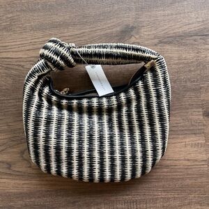 Tan/black raffia Anthropologie handbag